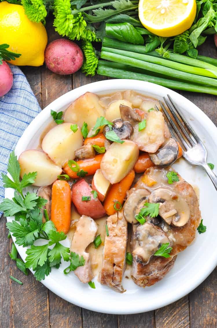 Slow Cooker Pork Chops with Vegetables and Gravy - The Seasoned Mom