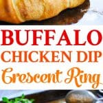 A collage image of a buffalo chicken dip ring