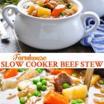 Long collage image of Slow Cooker Beef Stew