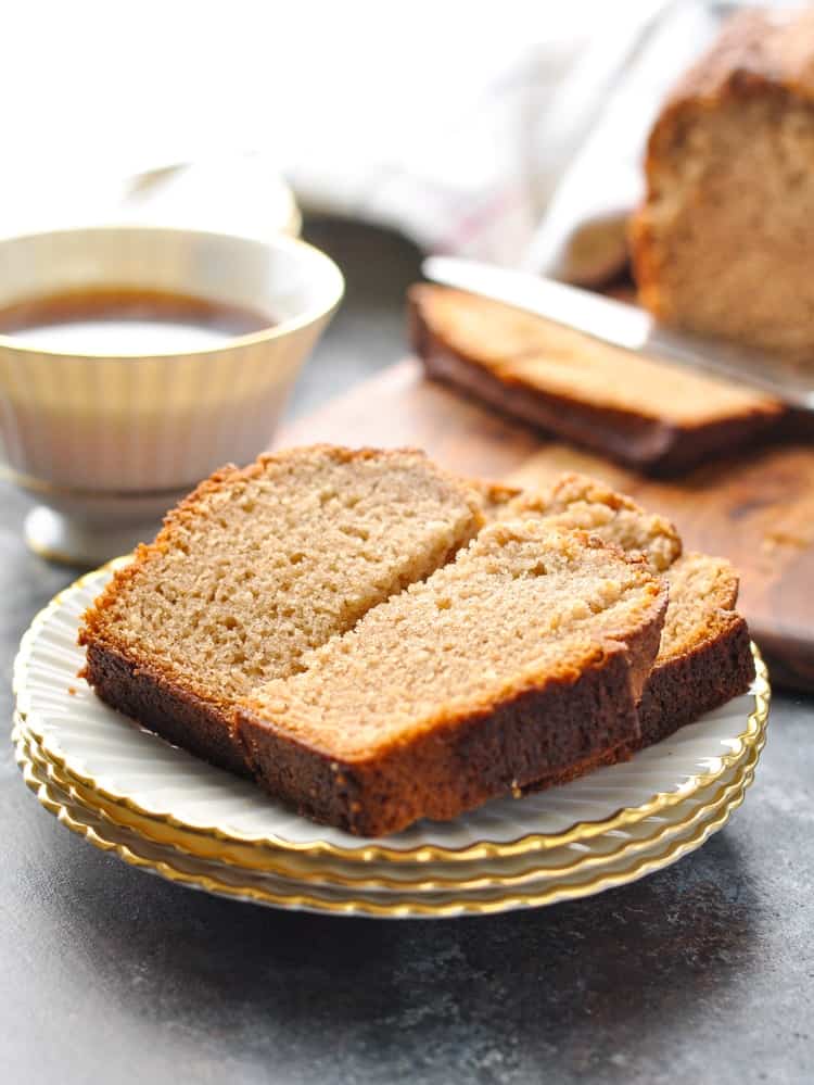 A slice of Amish friendship bread on a small plate