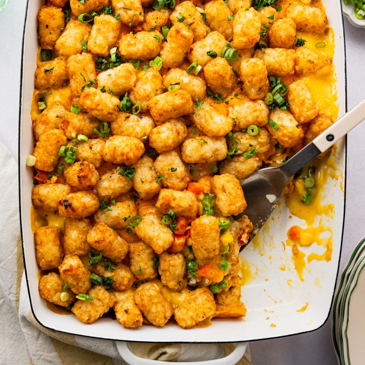 Tater Tot Casserole with Chicken Nuggets