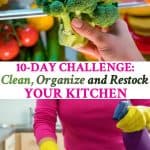 Long collage of 10 Day Kitchen Cleaning Challenge