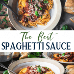 Long collage image of the best spaghetti sauce recipe