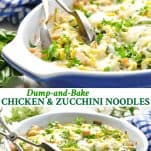 Long collage of chicken and zucchini noodles recipe