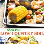 Long collage of Sheet Pan Low Country Boil