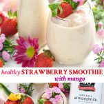 Long collage de Healthy Strawberry Smoothie with Mango