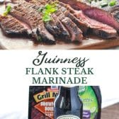 Long collage image of Guinness flank steak marinade.