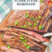 Guinness flank steak marinade with text title overlay.