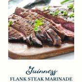 Guinness flank steak marinade with text title at the bottom.