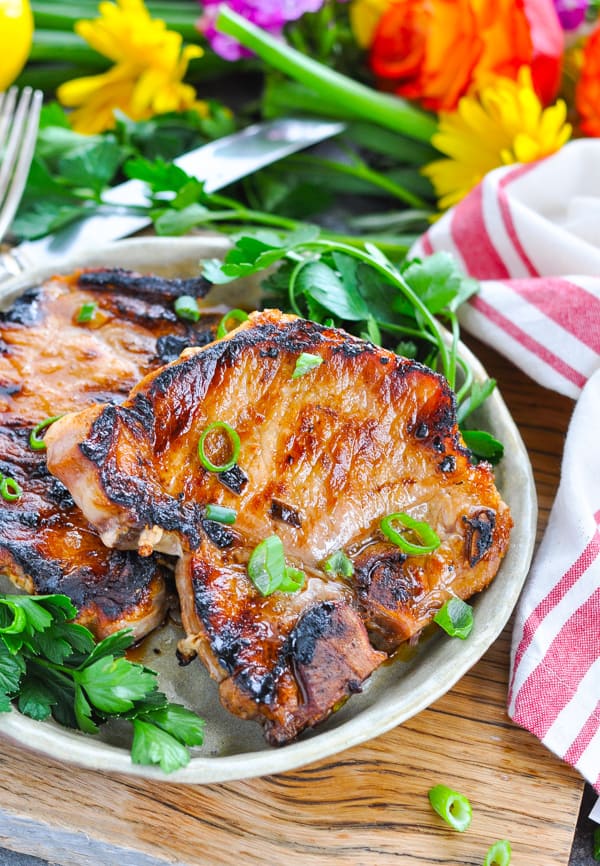 A pork chop marinade that's perfect for grilled pork chops or pork chops in a skillet!