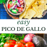 Long collage image of easy pico de gallo recipe