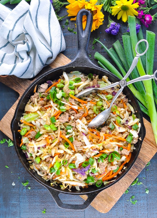 A low carb low points Weight Watchers recipe for Egg Roll in a Bowl is a healthy dinner idea!