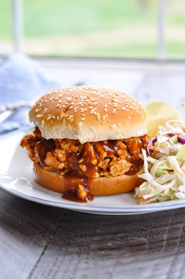 Slow cooker Turkey Sloppy Joes are a healthy dinner recipe for busy nights!