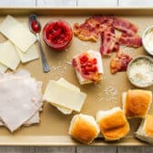 Ingredients for a Kentucky hot brown sliders recipe.