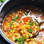 A healthy dinner for the Instant Pot -- Summer Vegetable Soup is a low calorie dinner!
