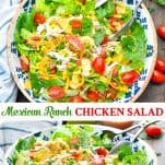 Long collage of Instant Pot or Slow Cooker Mexican Ranch Chicken Salad