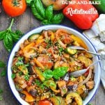 Baked ratatouille is a healthy summer vegetable side dish!