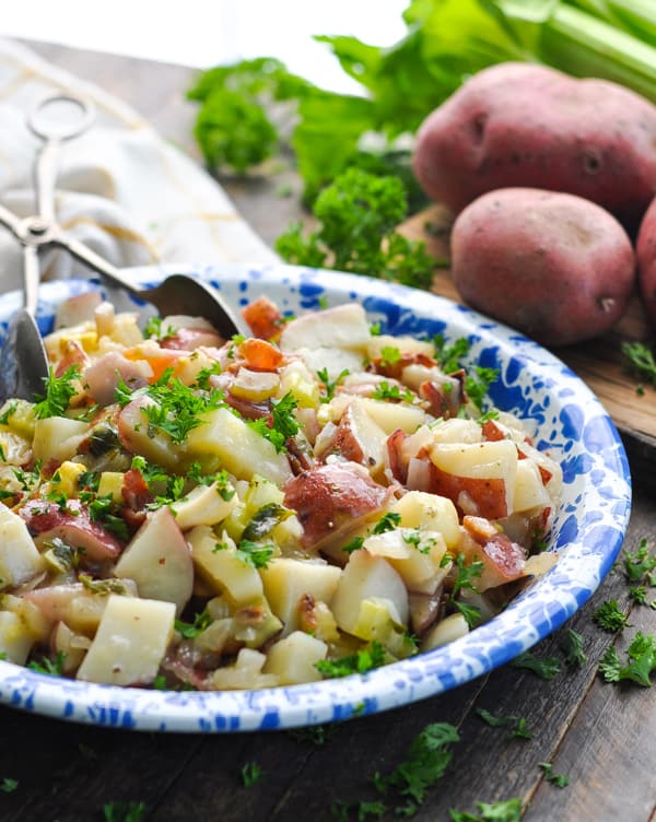 An authentic German Potato Salad recipe is a must have for Oktoberfest!