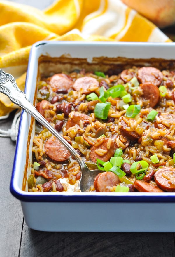 5 ingredient sausage with red beans and rice casserole