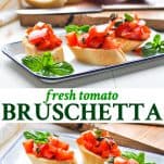Long collage of Fresh Tomato Bruschetta