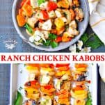 Long collage of Maria's Ranch Chicken Kabobs on the grill