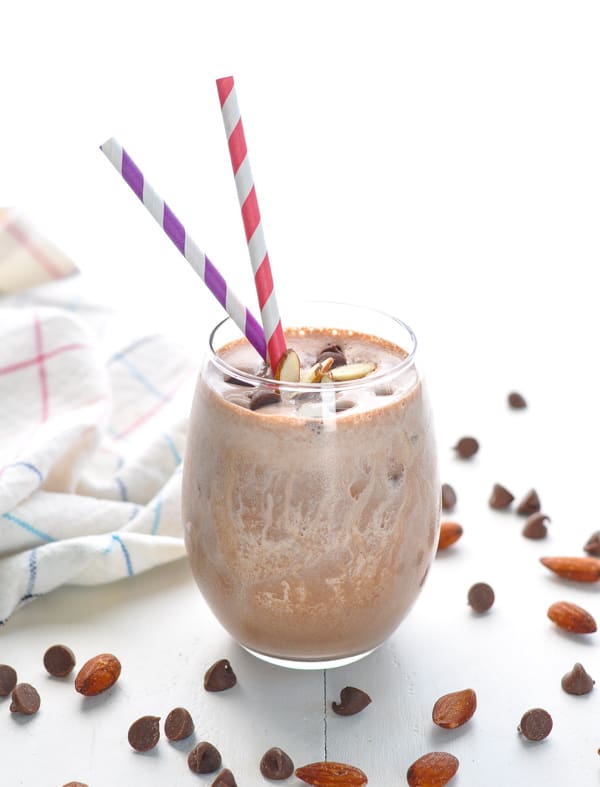 High protein chocolate almond smoothie for breakfast