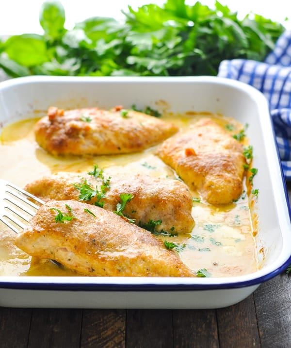 Baked Parmesan Crusted Chicken with creamy gravy