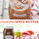 Long collage image of Crockpot Apple Butter Recipe