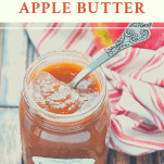 Jar of apple butter with text title