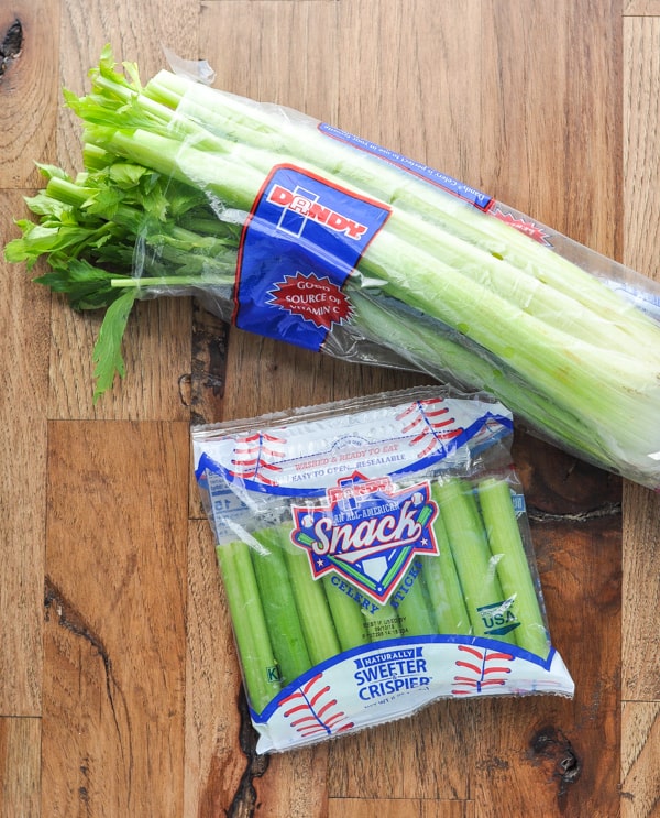 Packages of fresh celery