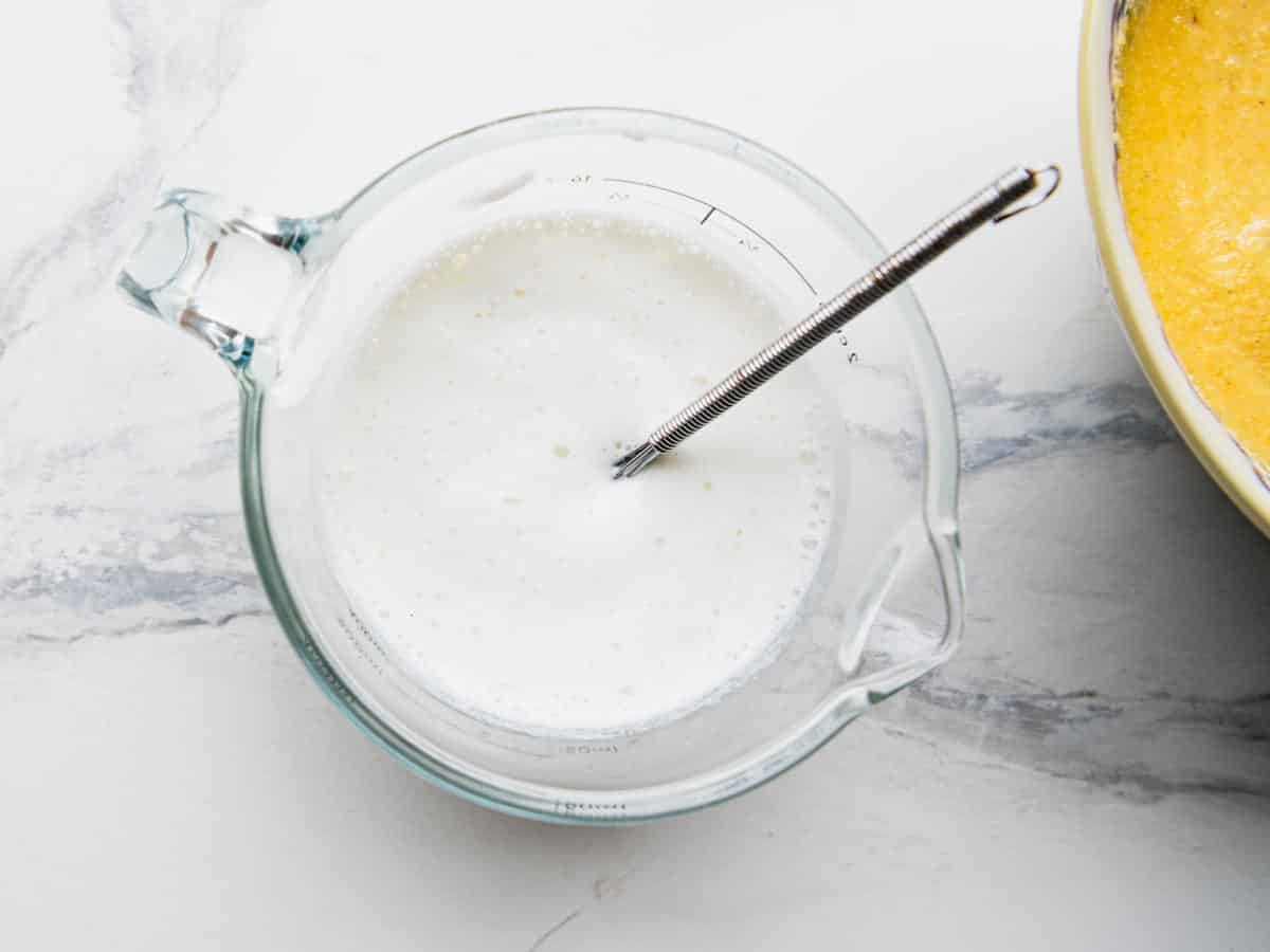 Milk mixture for spoon bread.