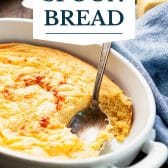 Spoon bread with text title overlay.