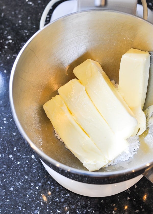 Creaming butter and sugar in a bowl