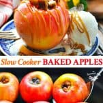 Long collage image of Slow Cooker Baked Apples