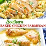 Long collage Southern Baked Chicken Parmesan