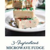 3-ingredient microwave fudge with text title at the bottom.