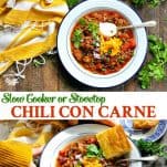 Long collage image of Chili Con Carne