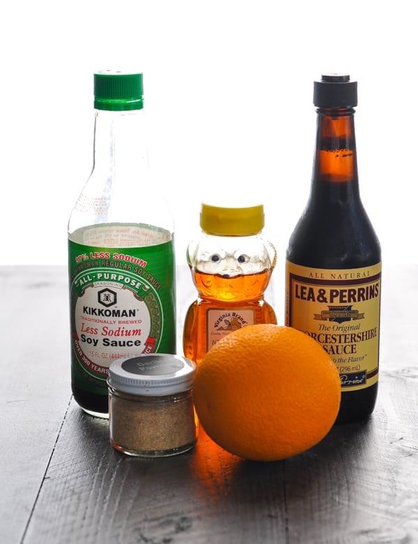 Ingredients for honey glaze for baked salmon