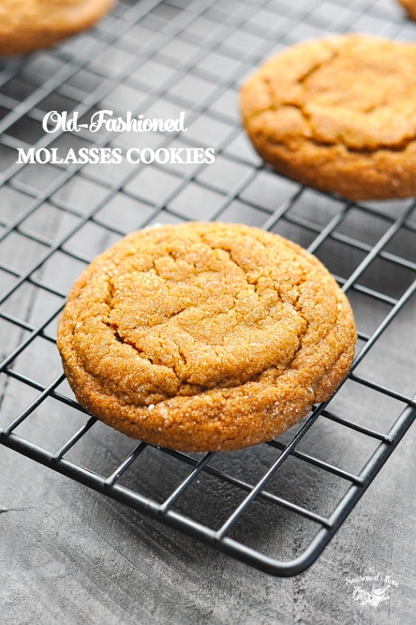 Old Fashioned Chewy Molasses Cookies with text overlay