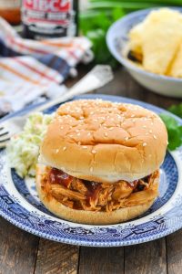 Slow Cooker or Instant Pot Root Beer Barbecue Chicken Sandwich