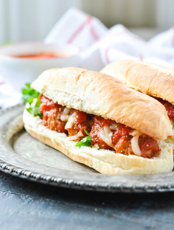 Meatball subs for a crowd on a platter