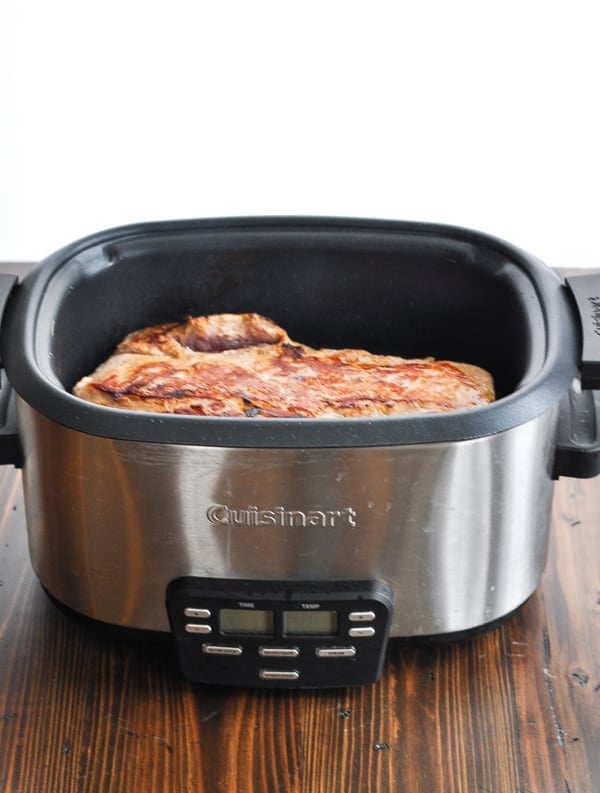 Browned pork roast in slow cooker