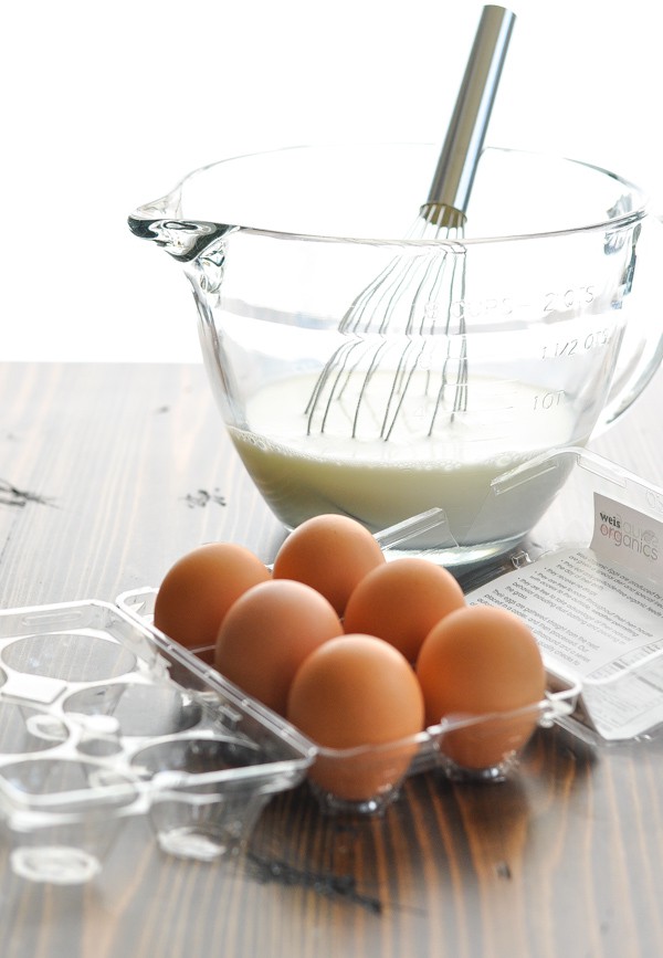 Eggs and milk for egg casserole recipe