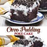 Long collage of Oreo Poke Cake
