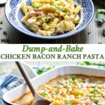 Long collage of Chicken Bacon Ranch Pasta