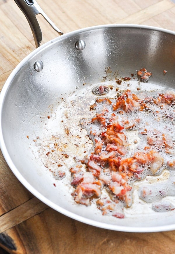 Bacon frying in a skillet