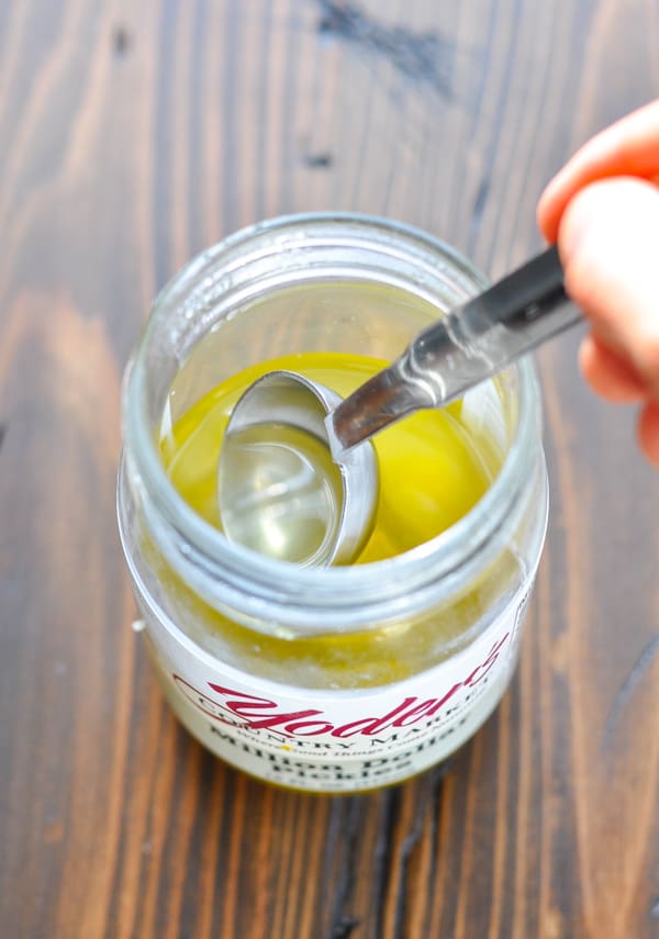 Sweet pickle juice from a pick jar