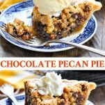 Long collage of Chocolate Pecan Pie