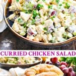 Long collage of curried chicken salad recipe