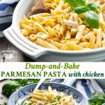 Long collage of Parmesan Pasta with Chicken
